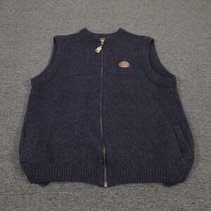 Colonial Concepts Vest Mens XL Blue Knit Full Zip Sweater New Zealand Heritage